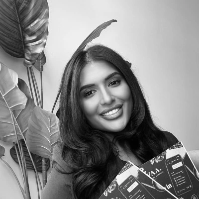 Black and white portrait of Sonam, founder of Sonvaa